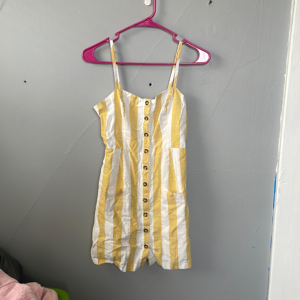 Forever 21 Medium Button Front Striped Mini Dress Festival Beach Boho Girly
